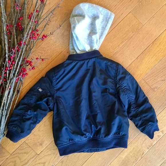 H&M Navy Hooded Bomber Jacket - Picture 5 of 7